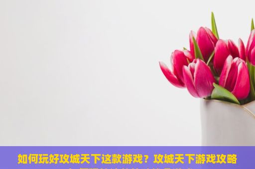 如何玩好攻城天下这款游戏？攻城天下游戏攻略，如何玩转这款策略战争游戏？