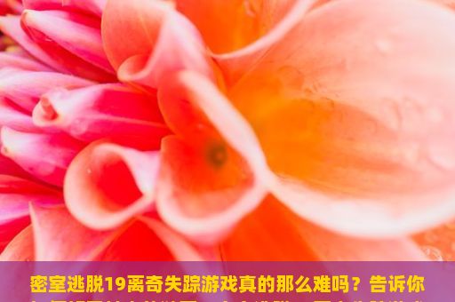 密室逃脱19离奇失踪游戏真的那么难吗？告诉你如何解开其中的谜团，密室逃脱19离奇失踪游戏玩法详解