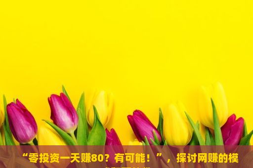 “零投资一天赚80？有可能！”，探讨网赚的模式和可能性