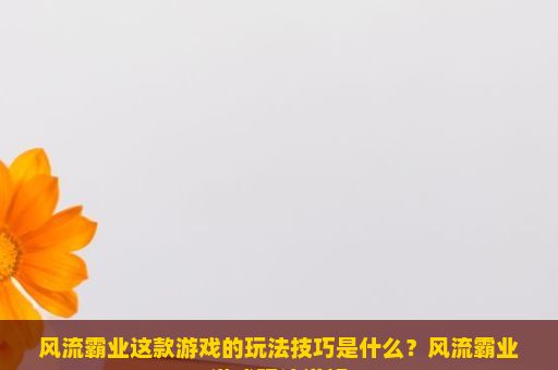 风流霸业这款游戏的玩法技巧是什么？风流霸业游戏玩法详解