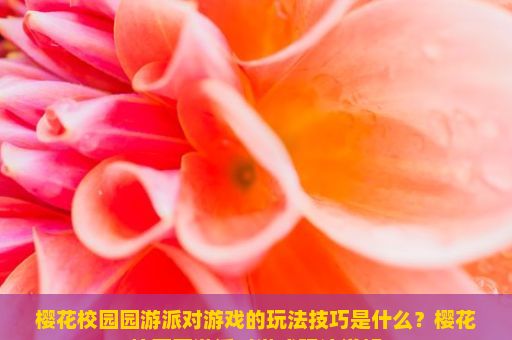 樱花校园园游派对游戏的玩法技巧是什么？樱花校园园游派对游戏玩法详解