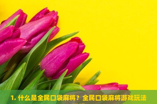 1. 什么是全民口袋麻将？全民口袋麻将游戏玩法详解