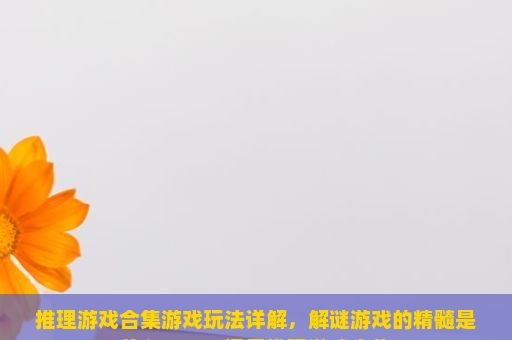 推理游戏合集游戏玩法详解，解谜游戏的精髓是什么？——探索推理游戏合集