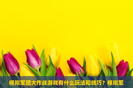 模拟军团大作战游戏有什么玩法和技巧？模拟军团大作战游戏玩法详解